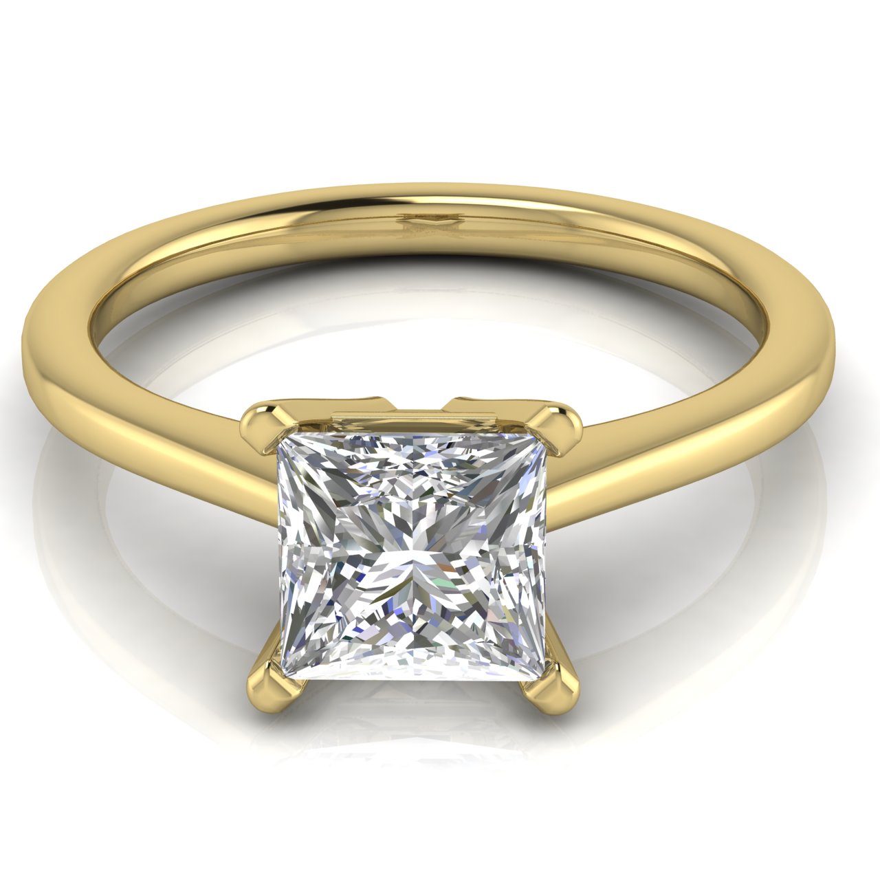 Basket Set Floating Princess Cut Lab Diamond Engagement Ring