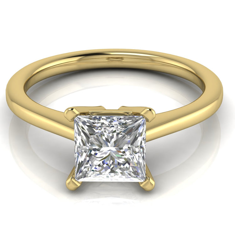 Basket Set Floating Princess Cut Lab Diamond Engagement Ring