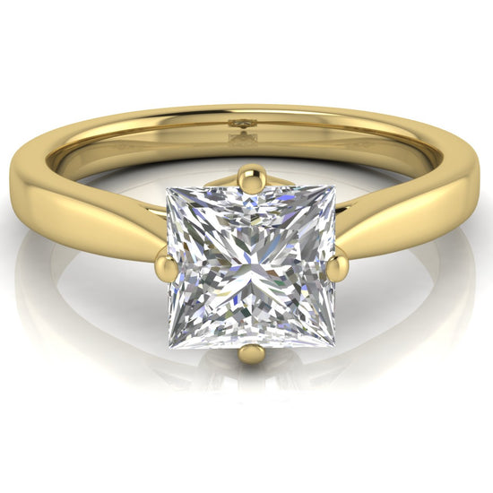 Hidden Accent Princess Cut Moissanite Engagement Ring