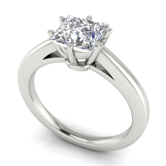 6 Prong Cathedral Princess Cut Lab Diamond Engagement Ring