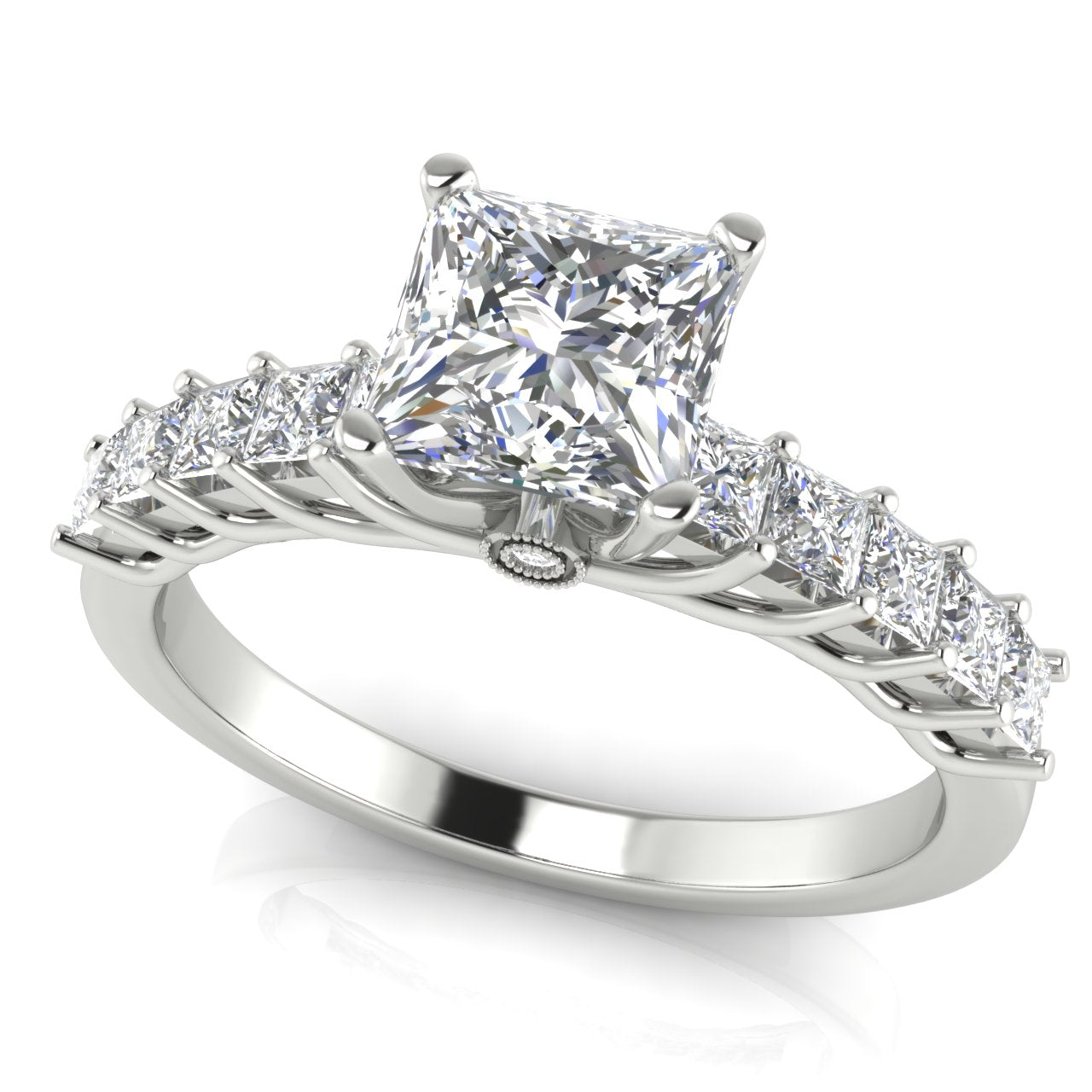 Princess Paved Princess Cut Moissanite Engagement Ring