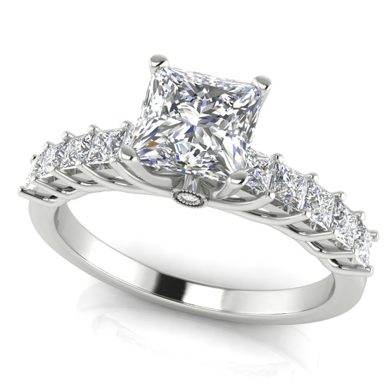 Princess Paved Princess Cut Moissanite Engagement Ring