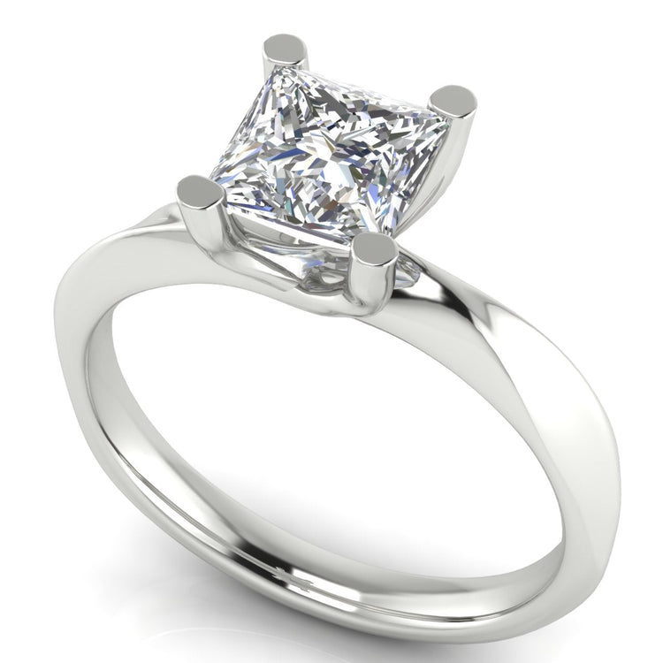 Knife Edged Crossover Princess Cut Lab Diamond Engagement Ring