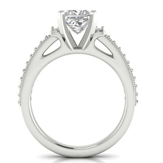 Shoulder Set Vintage Princess Cut Lab Diamond Engagement Ring