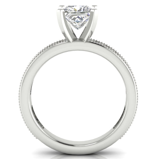 Channel Set Milgrain Princess Cut Lab Diamond Engagement Ring