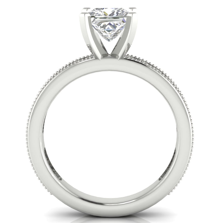 Channel Set Milgrain Princess Cut Lab Diamond Engagement Ring