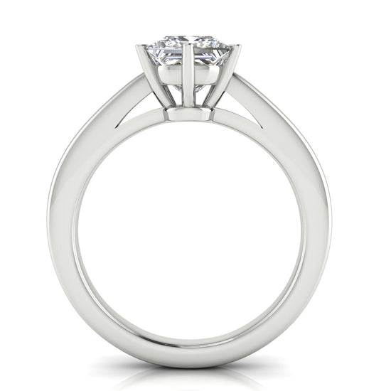 6 Prong Cathedral Princess Cut Moissanite Engagement Ring