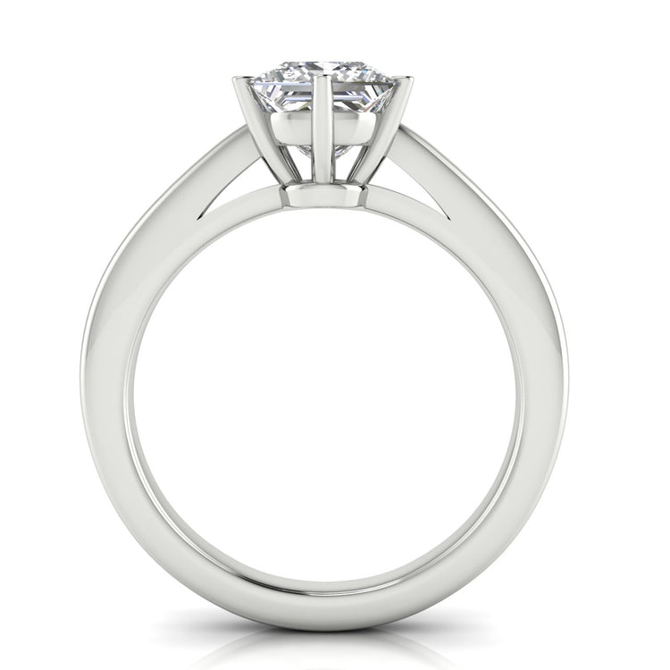 6 Prong Cathedral Princess Cut Moissanite Engagement Ring