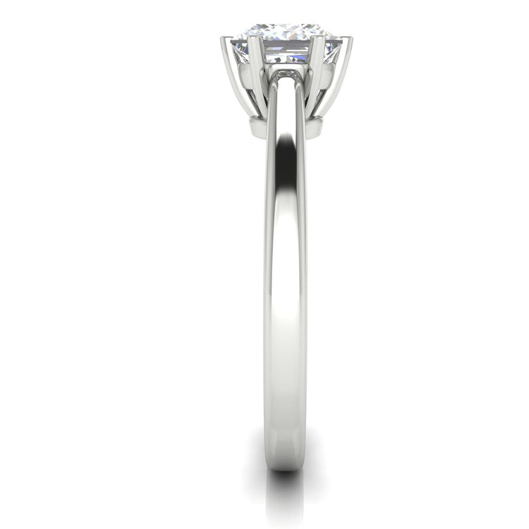 6 Prong Cathedral Princess Cut Lab Diamond Engagement Ring