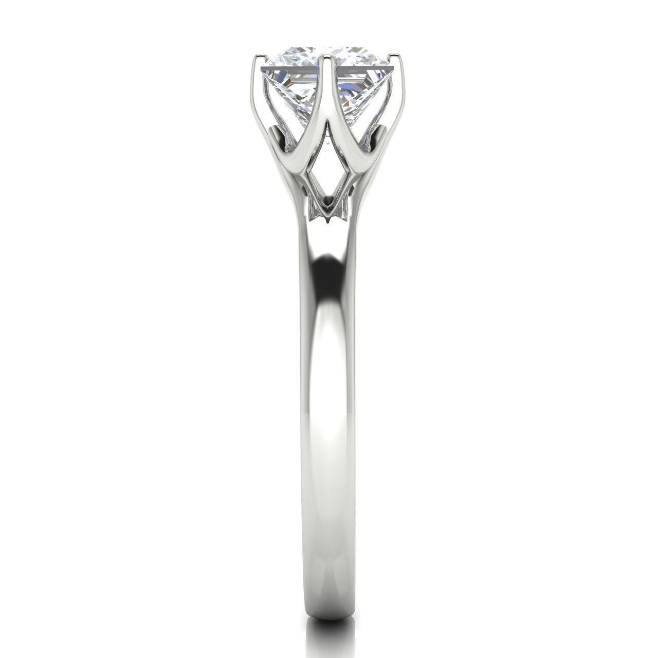 Suspended Princess Cut Moissanite Engagement Ring