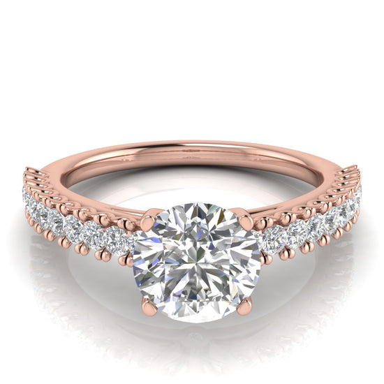 Floating Pave Round Cut Moissanite Engagement Ring