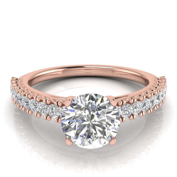 Floating Pave Round Cut Moissanite Engagement Ring