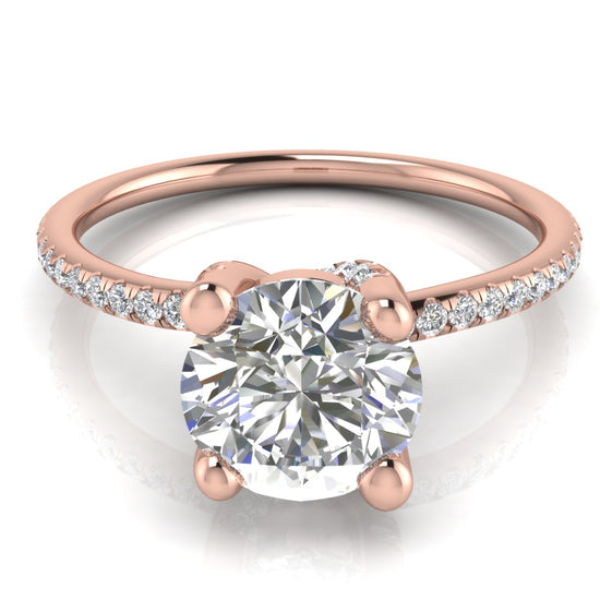 Prong pave Round Cut Moissanite Engagement Ring