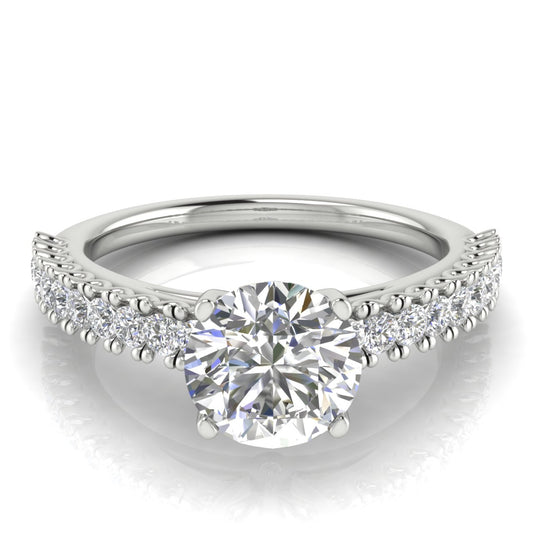 Floating Pave Round Cut Engagement Ring | Moissanite | Lab Grown Diamond