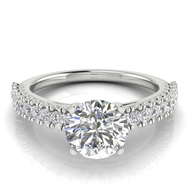 Floating Pave Round Cut  Engagement Ring | Moissanite | Lab Grown Diamond