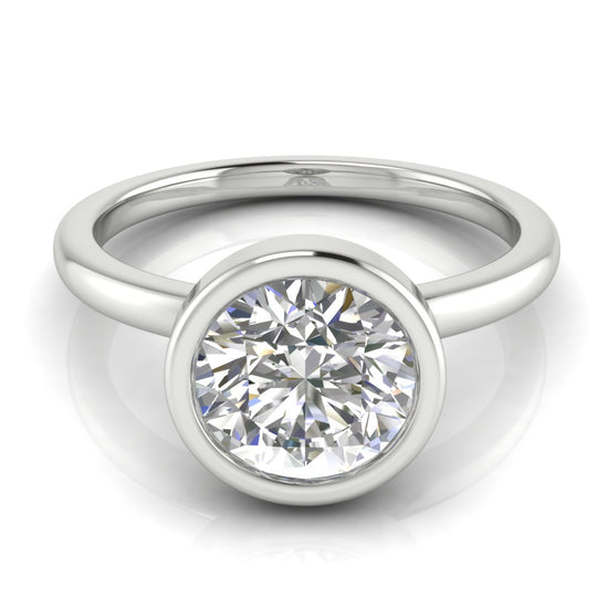 Bezel Round Cut Moissanite Engagement Ring