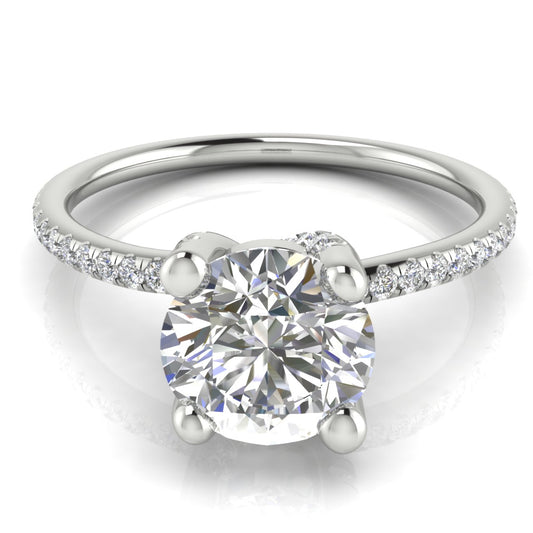 Prong pave Round Cut Engagement Ring | Moissanite | Lab Grown Diamond