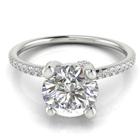 Prong pave Round Cut Moissanite Engagement Ring