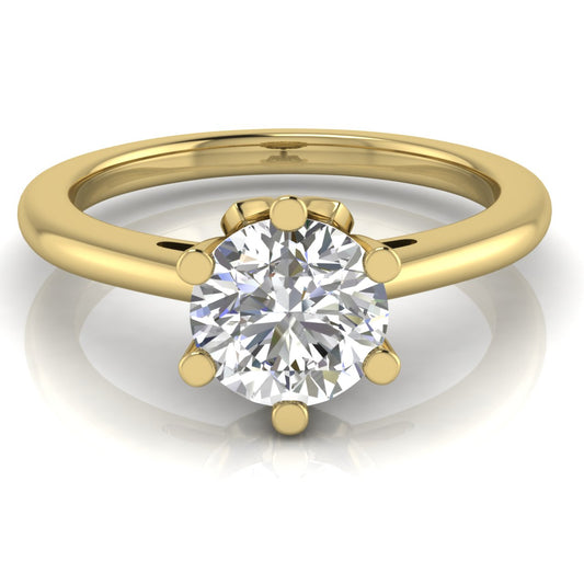 Lotus Pave Round Cut Lab Diamond Engagement Ring