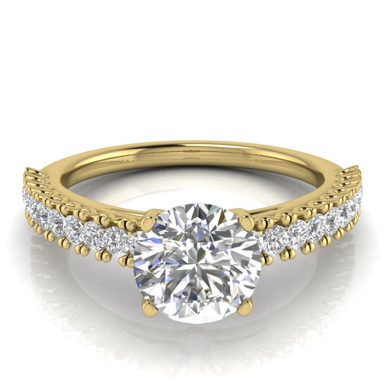 Floating Pave Round Cut Moissanite Engagement Ring