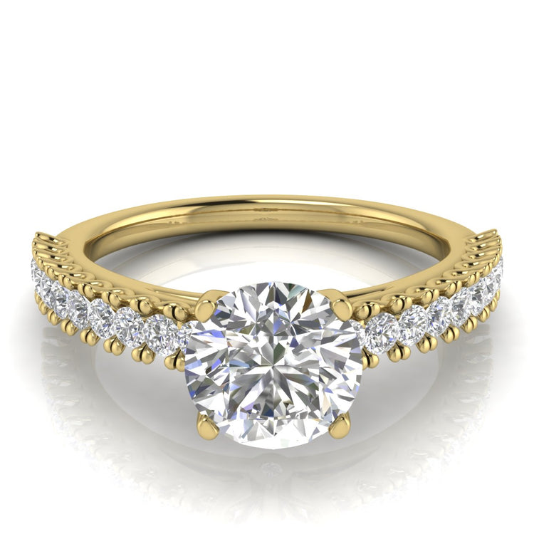 Floating Pave Round Cut Moissanite Engagement Ring
