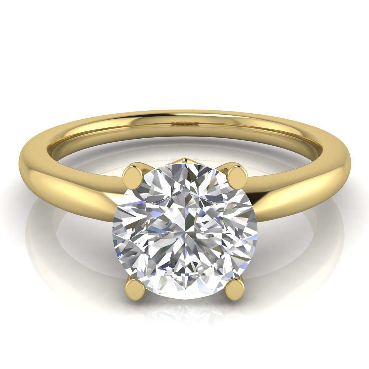 Modern Round Cut Lab Diamond Engagement Ring
