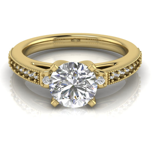Shoulder Set Vintage Round Cut Lab Diamond Engagement Ring