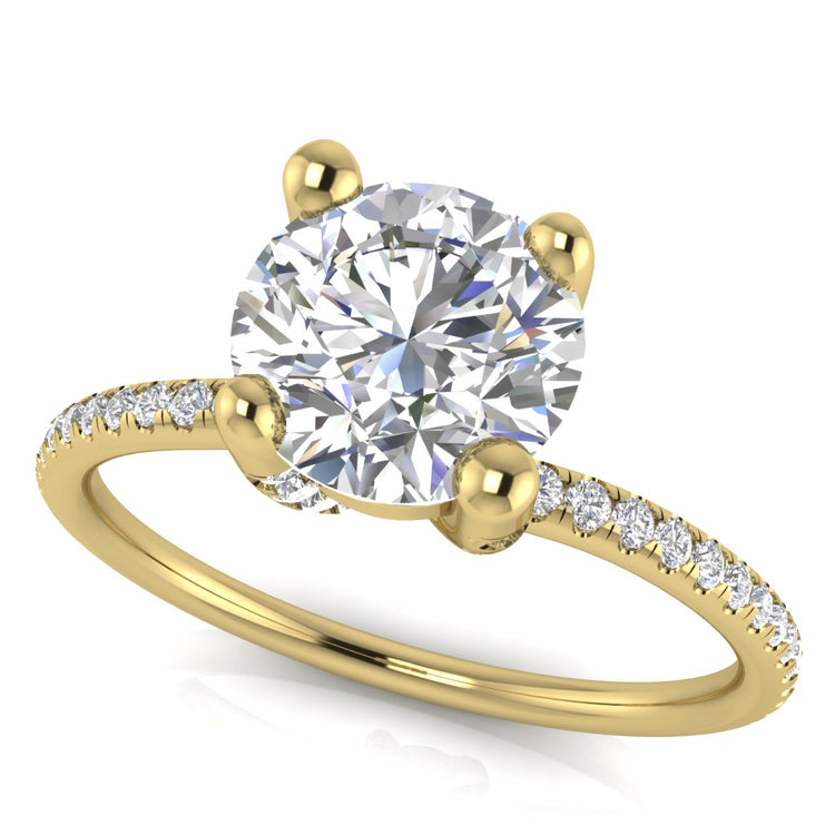 Prong pave Round Cut Moissanite Engagement Ring