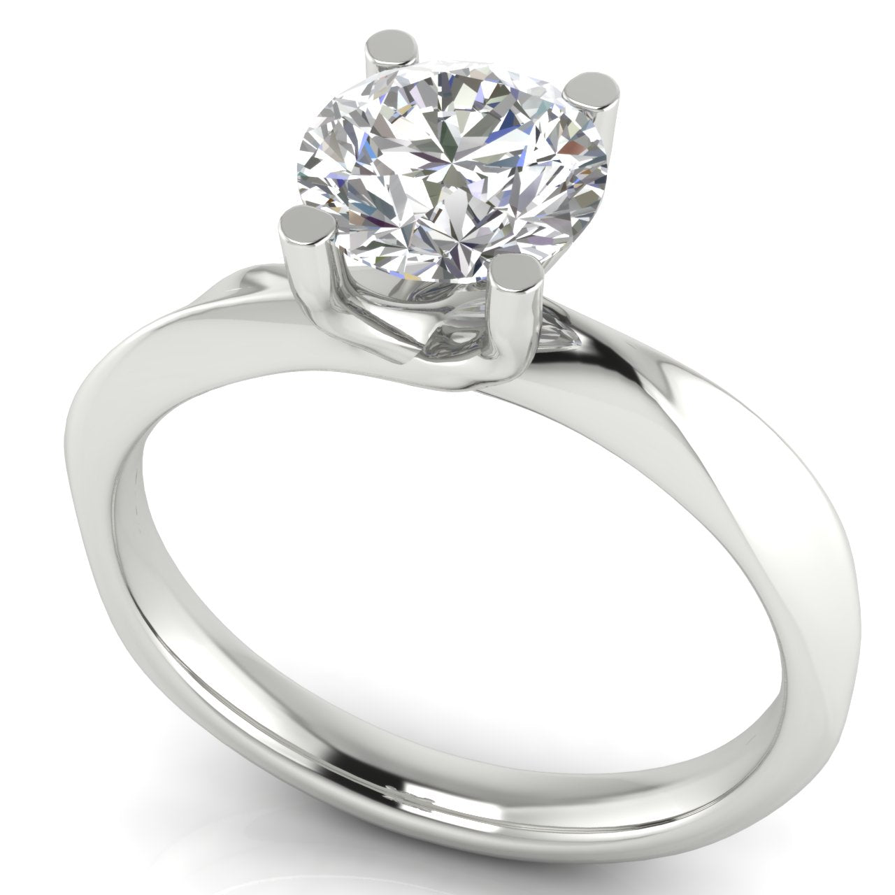 Knife Edged Crossover Round Cut Moissanite Engagement Ring