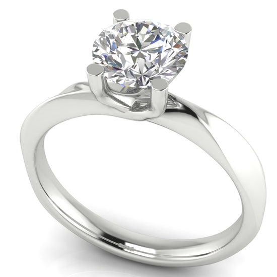 Knife Edged Crossover Round Cut Moissanite Engagement Ring