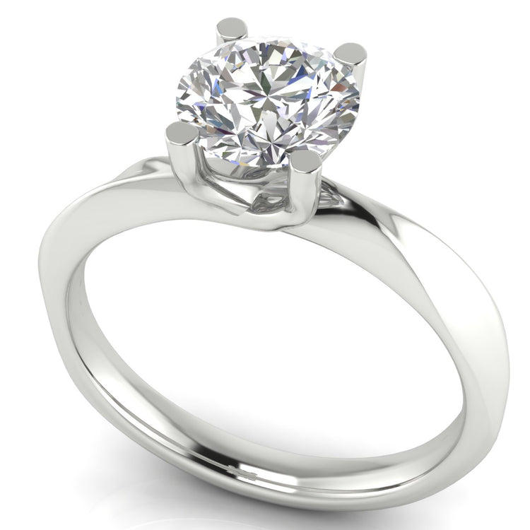 Knife Edged Crossover Round Cut Moissanite Engagement Ring