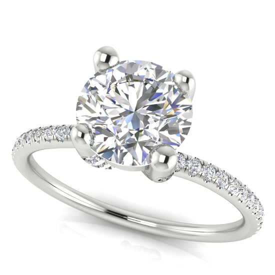 Prong pave Round Cut Moissanite Engagement Ring
