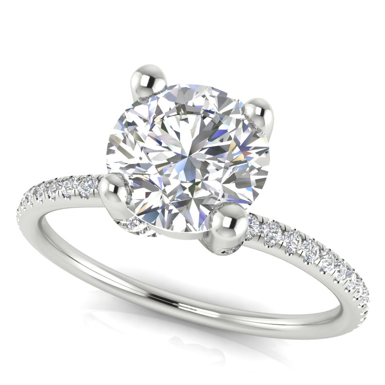 Prong pave Round Cut Moissanite Engagement Ring