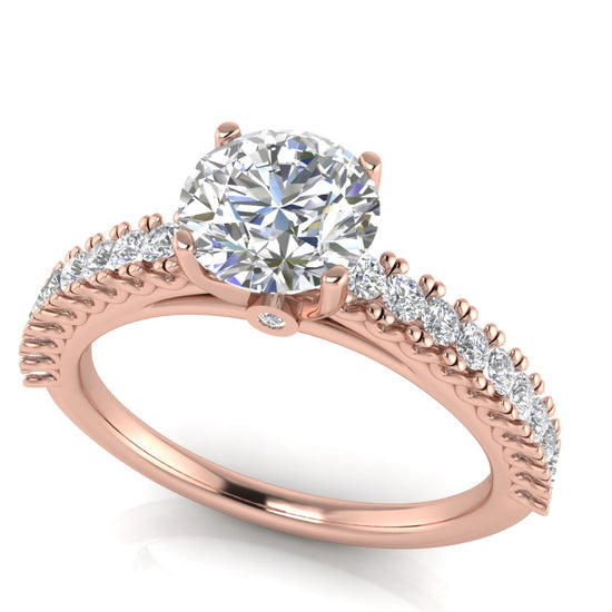 Floating Pave Round Cut Moissanite Engagement Ring