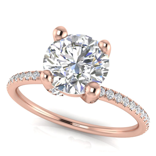 Prong pave Round Cut Moissanite Engagement Ring