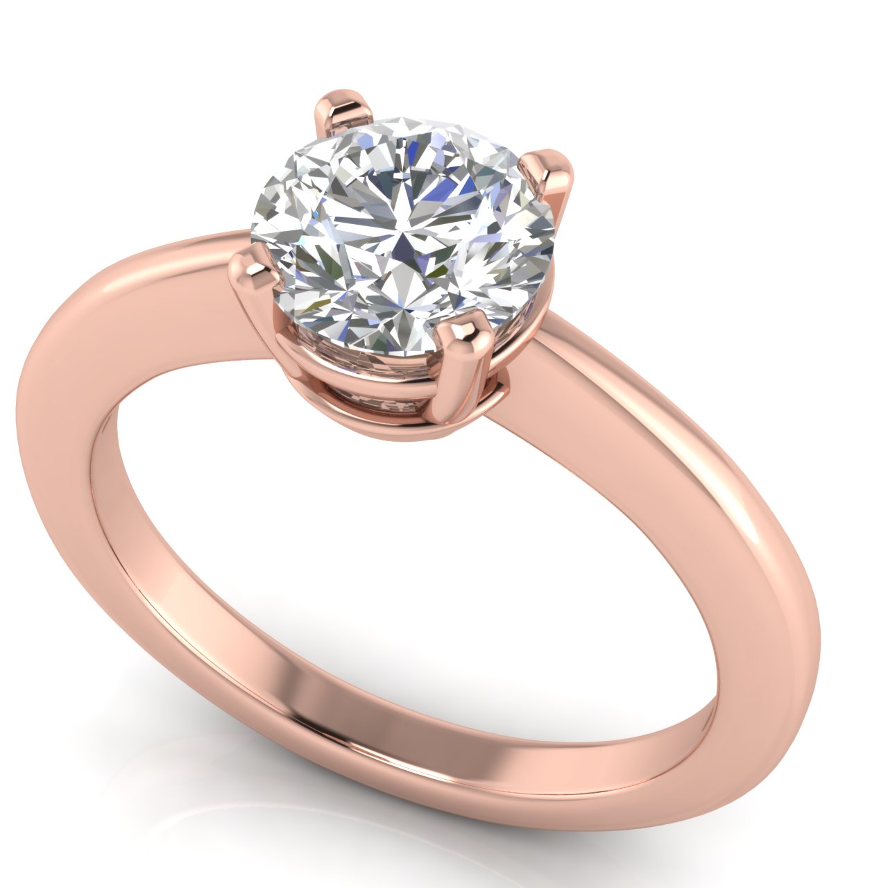 4 Prong Basket Set Round Cut Moissanite Engagement Ring