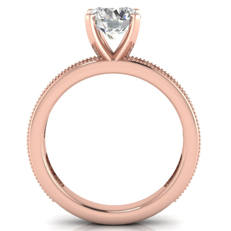 Channel Set Milgrain Round Cut Lab Diamond Engagement Ring