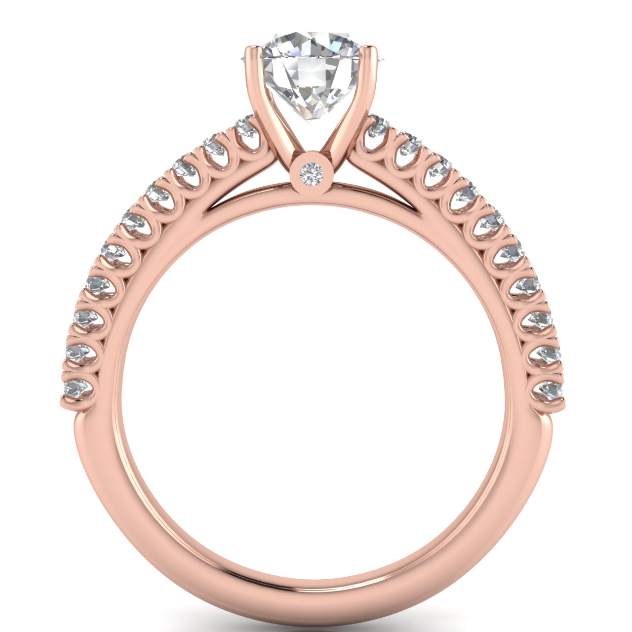 Floating Pave Round Cut Moissanite Engagement Ring