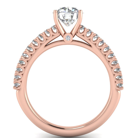 Floating Pave Round Cut Moissanite Engagement Ring