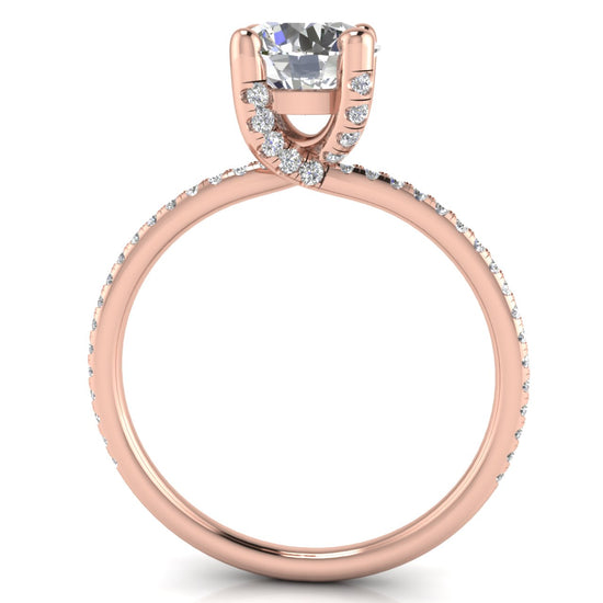 Prong pave Round Cut Moissanite Engagement Ring