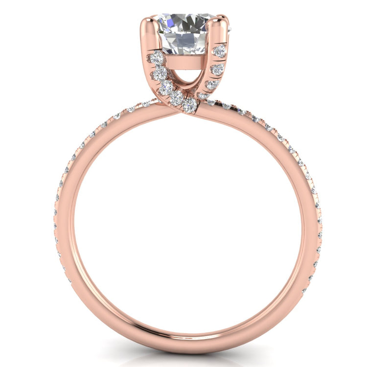 Prong pave Round Cut Moissanite Engagement Ring