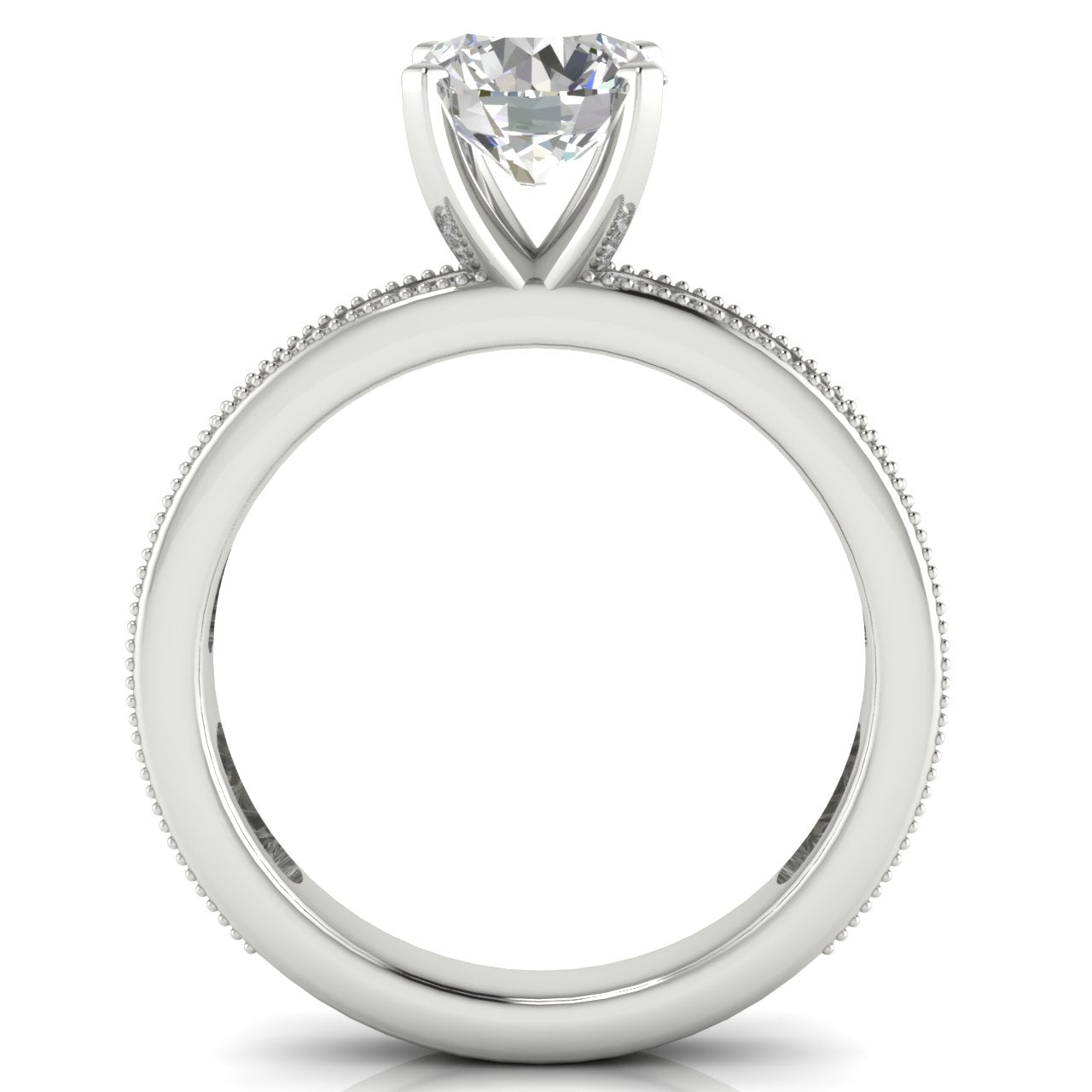 Channel Set Milgrain Round Cut Lab Diamond Engagement Ring