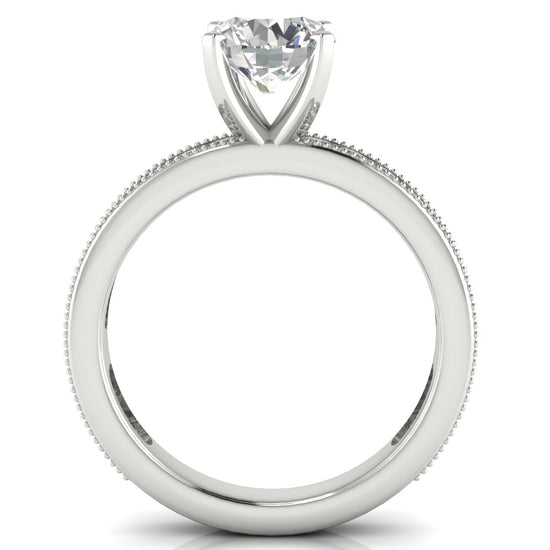 Channel Set Milgrain Round Cut Lab Diamond Engagement Ring