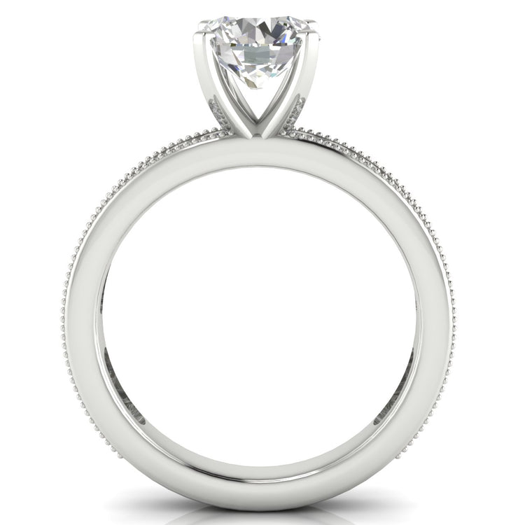 Channel Set Milgrain Round Cut Lab Diamond Engagement Ring