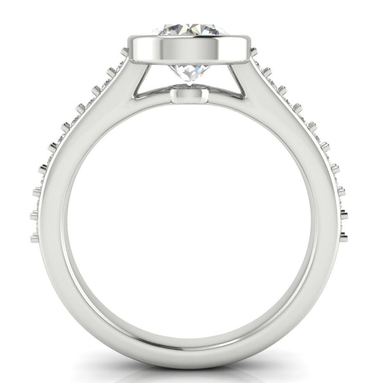 Pave Bezel Round Cut Moissanite Engagement Ring
