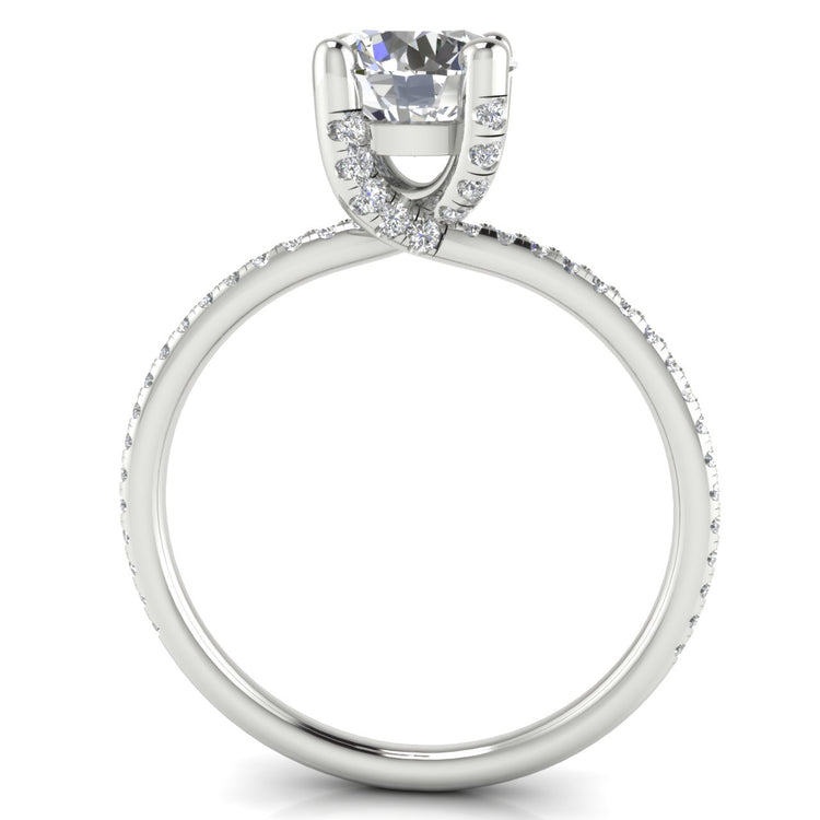 Prong pave Round Cut Moissanite Engagement Ring