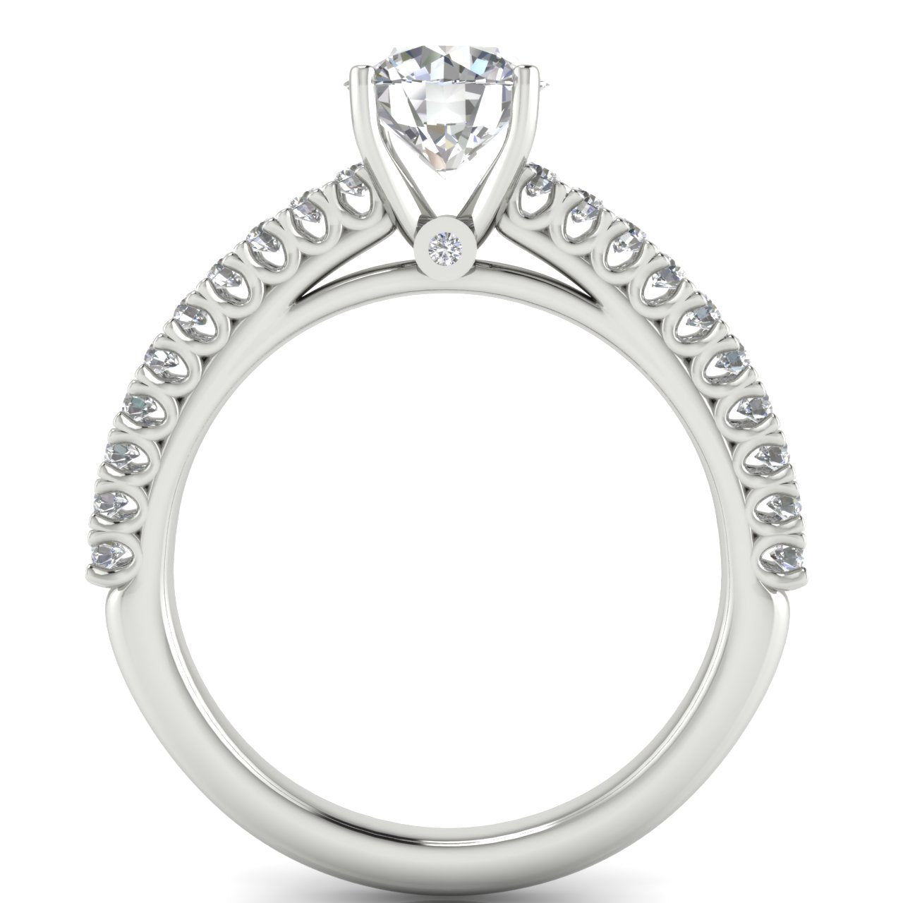 Floating Pave Round Cut Moissanite Engagement Ring