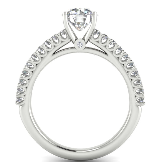 Floating Pave Round Cut Moissanite Engagement Ring