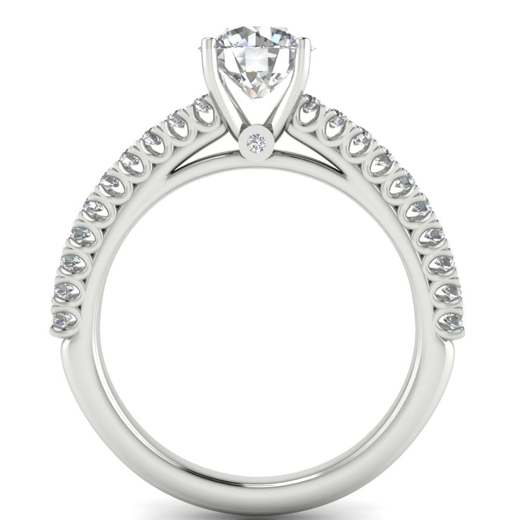 Floating Pave Round Cut Moissanite Engagement Ring