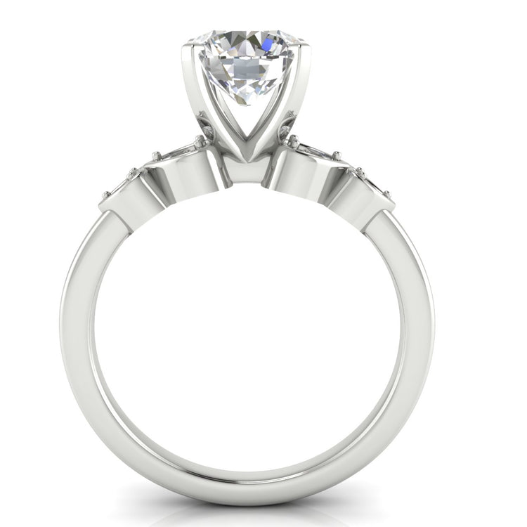 Romance Round Cut Moissanite Engagement Ring